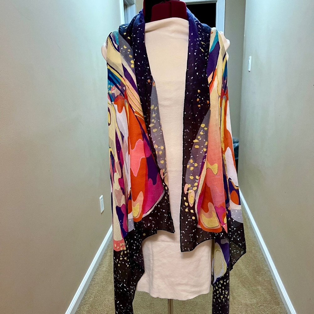 *BEAUTIFUL* DEMDACO BUTTERFLY PRINTED WRAP/SCARF WEARABLE ART - Picture 3 of 4